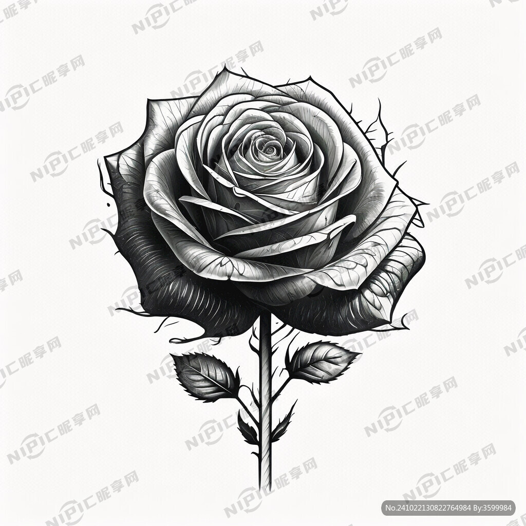 玫瑰花线稿 抽象一点 黑白色