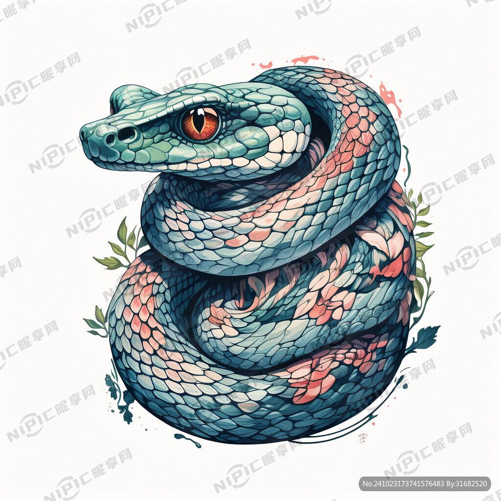 手绘 蛇 插画