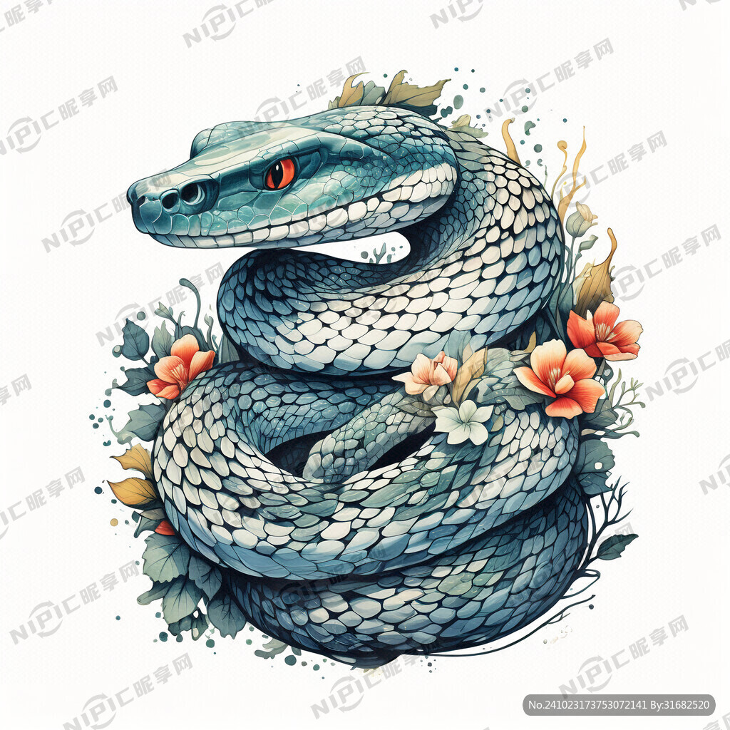 手绘 蛇 插画