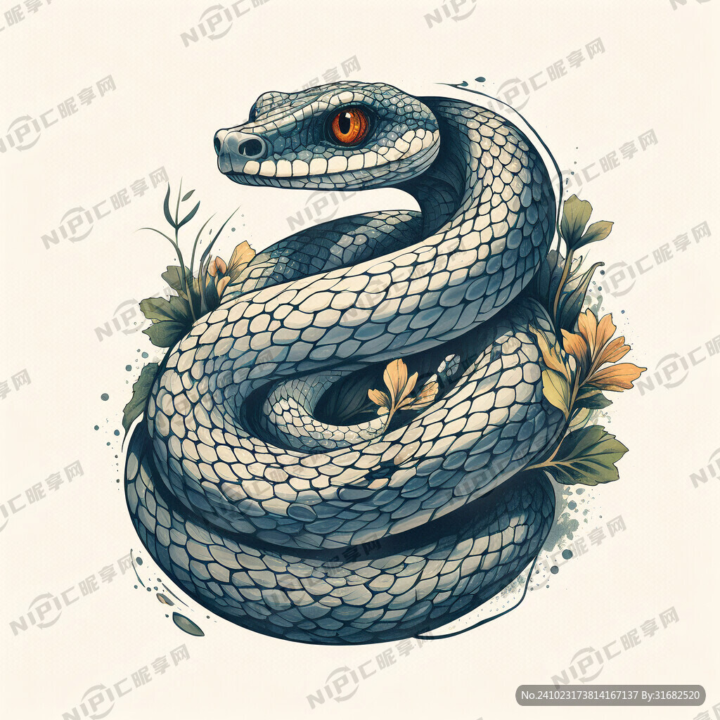 手绘 蛇 插画