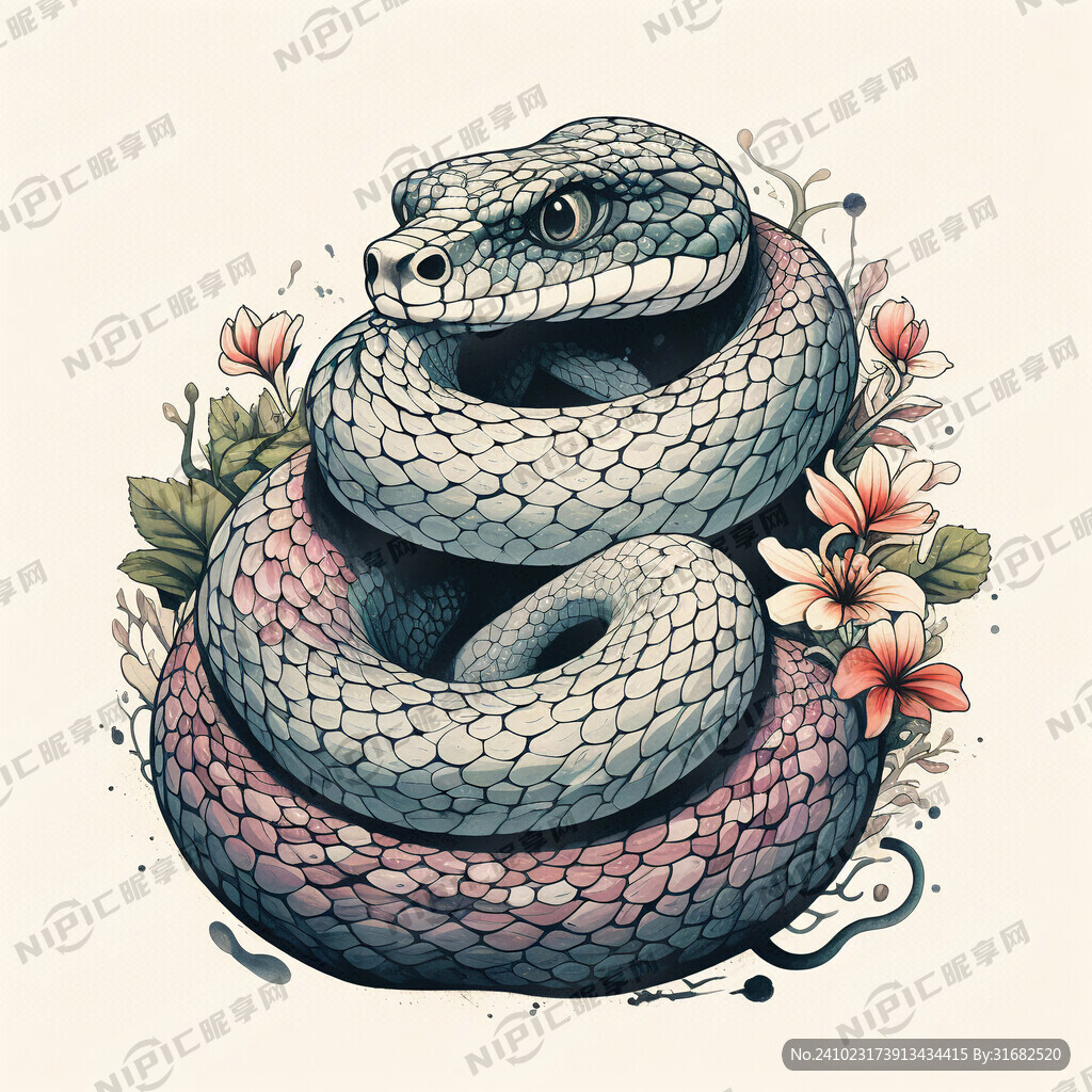 手绘 蛇 插画