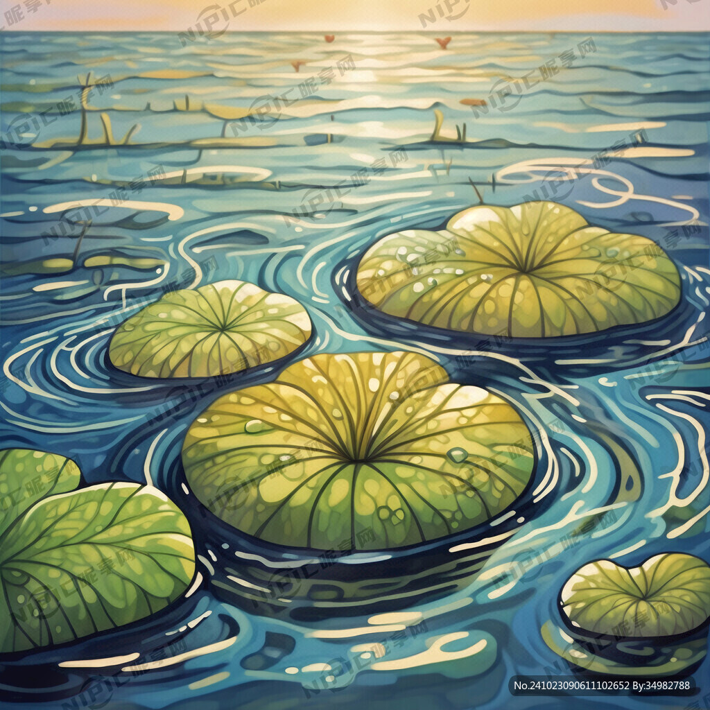 浮萍 手绘 清新 卡通