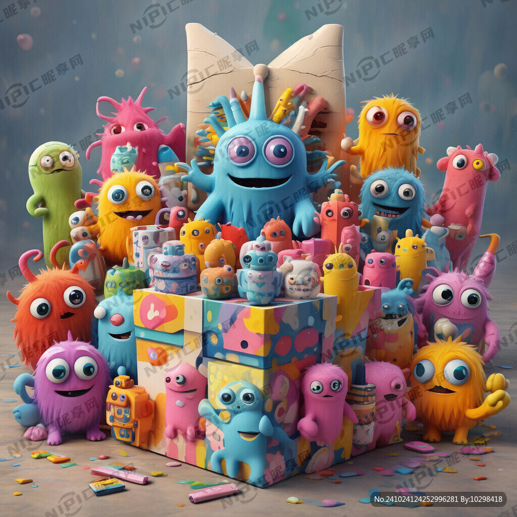 多个可爱怪物 美术培训 礼品盒