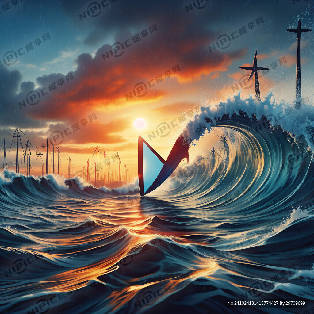 波浪箭头伸向远方 画面简洁大方