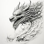 手绘，龙，插画，黑白
