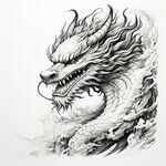手绘，龙，插画，黑白