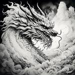 手绘，龙，插画，黑白