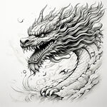 手绘，龙，插画，黑白