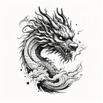 手绘，龙，插画，黑白