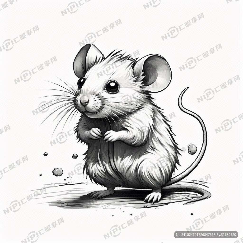 手绘 鼠 插画 黑白