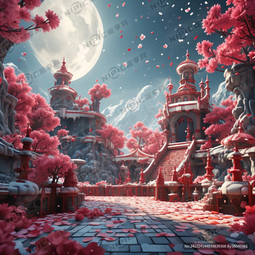 圣诞老人游戏梦幻唯美新中式风景