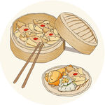 美食圆形挂画装饰画