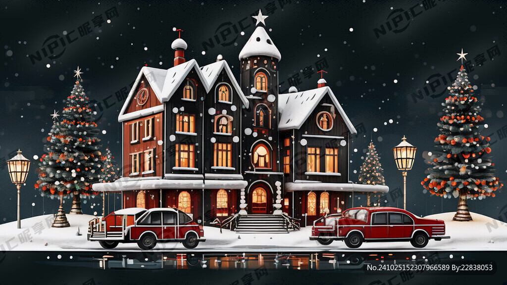 外国 建筑 圣诞 圣诞树 房子