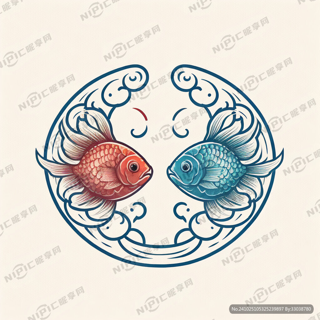 两条鱼形状的标志 线条简单些