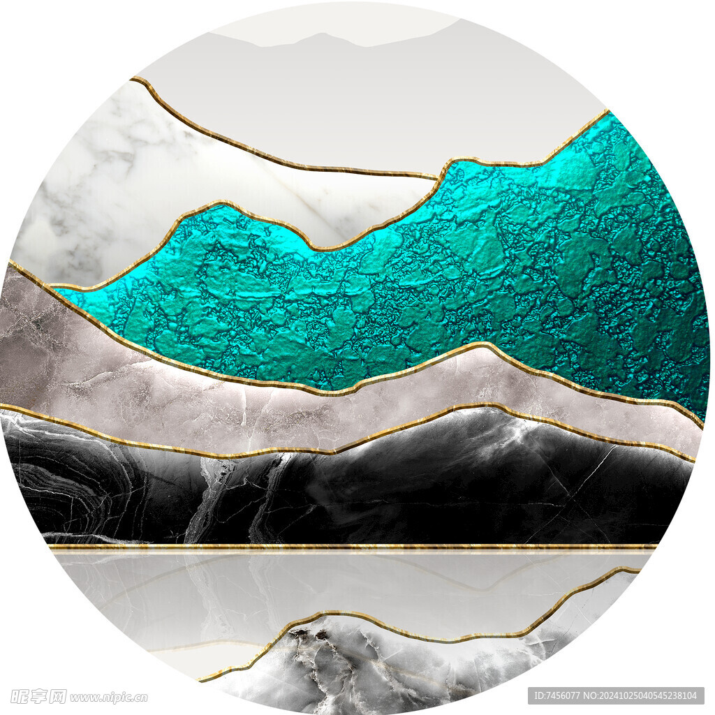 中式山脉圆形挂画装饰画