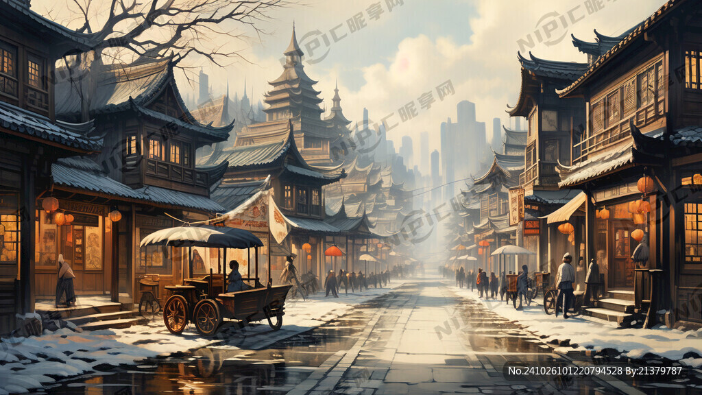 清朝街景画