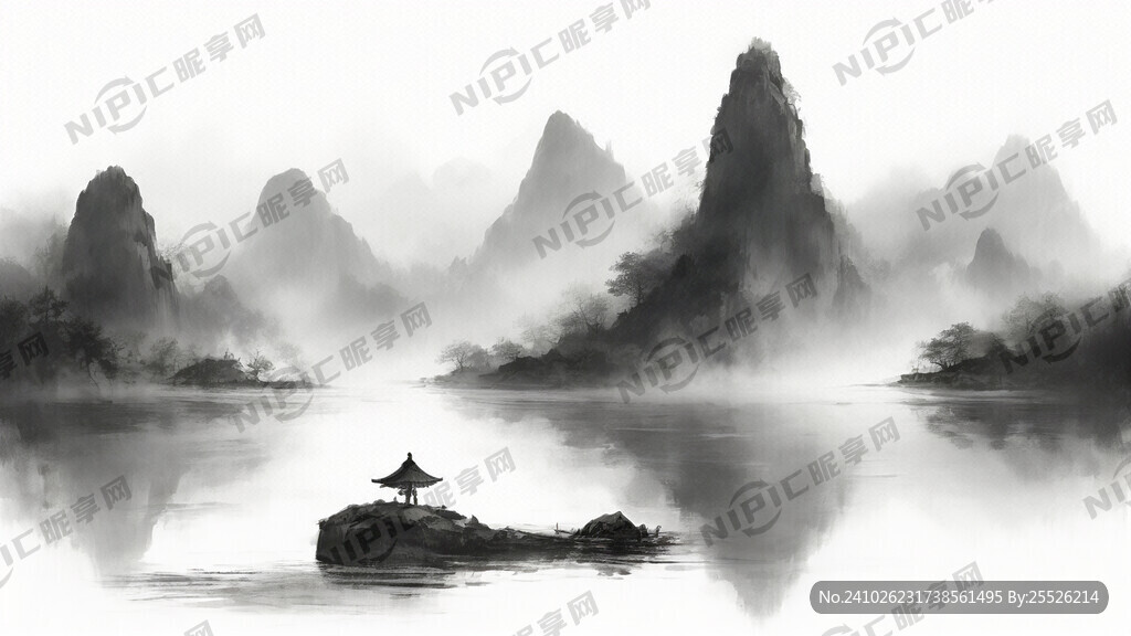 山谷 中国风 中国画 山水