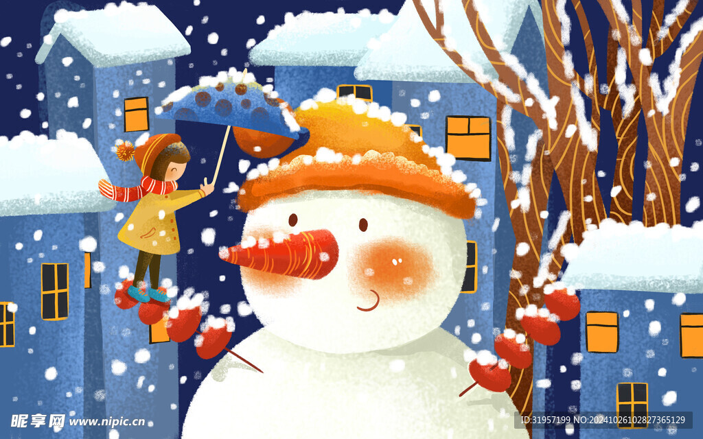 冬天小雪插画