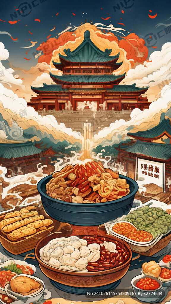 西安小吃、旅游景点组合成西安两