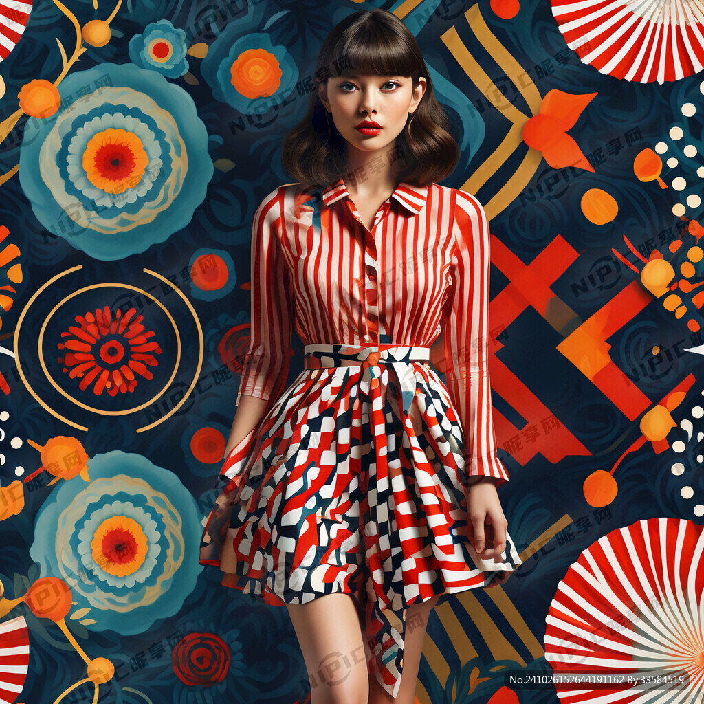 流行图案 年轻女装连衣裙