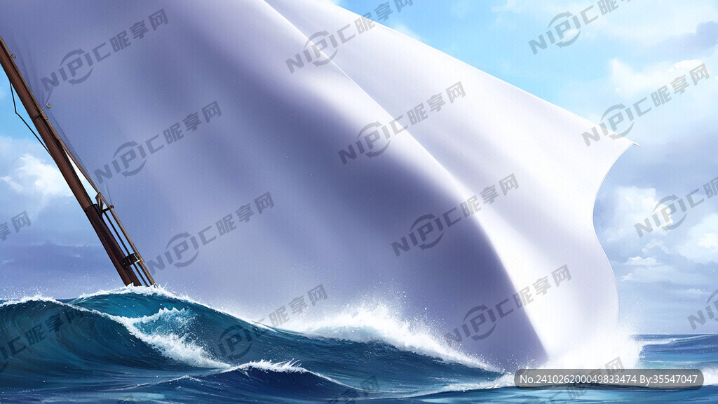 乘风破浪主题班旗 海浪 帆船
