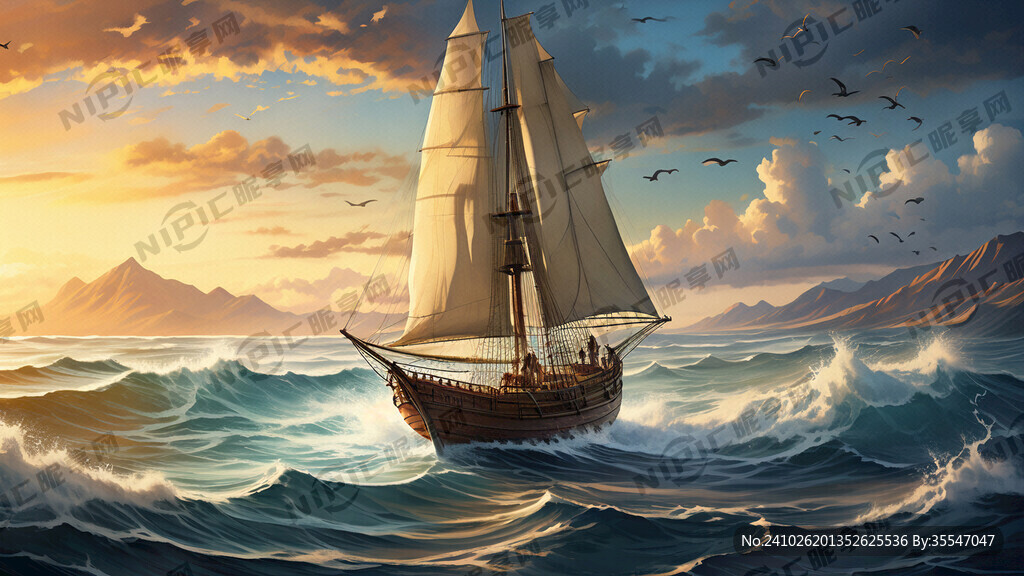 乘风破浪 帆船 海燕