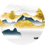山脉装饰画圆形挂画