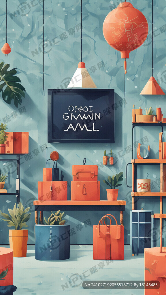 电商平面装饰插画 色彩简洁