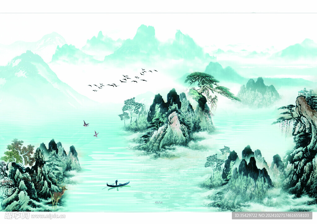 新中式水墨画背景