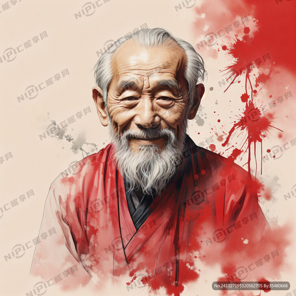 红色背景 老人 节日 中国结