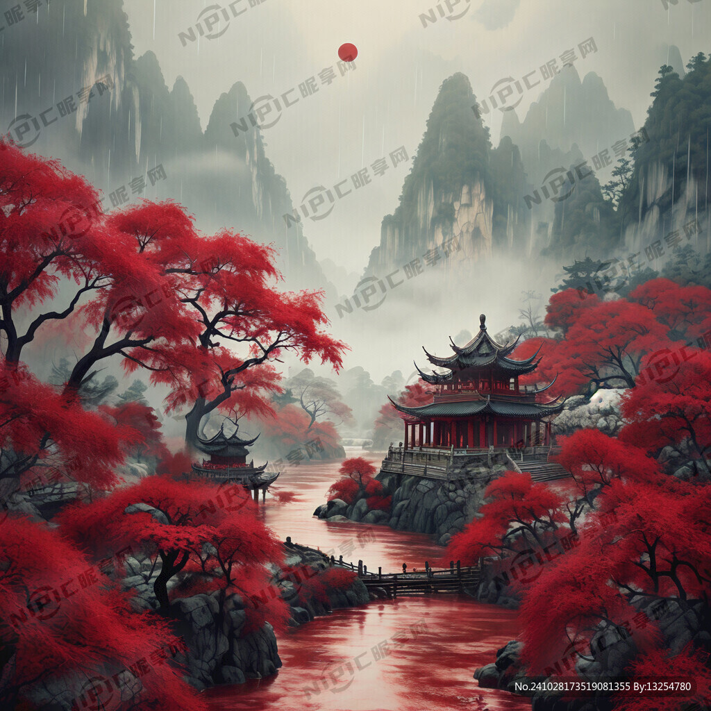 深红色