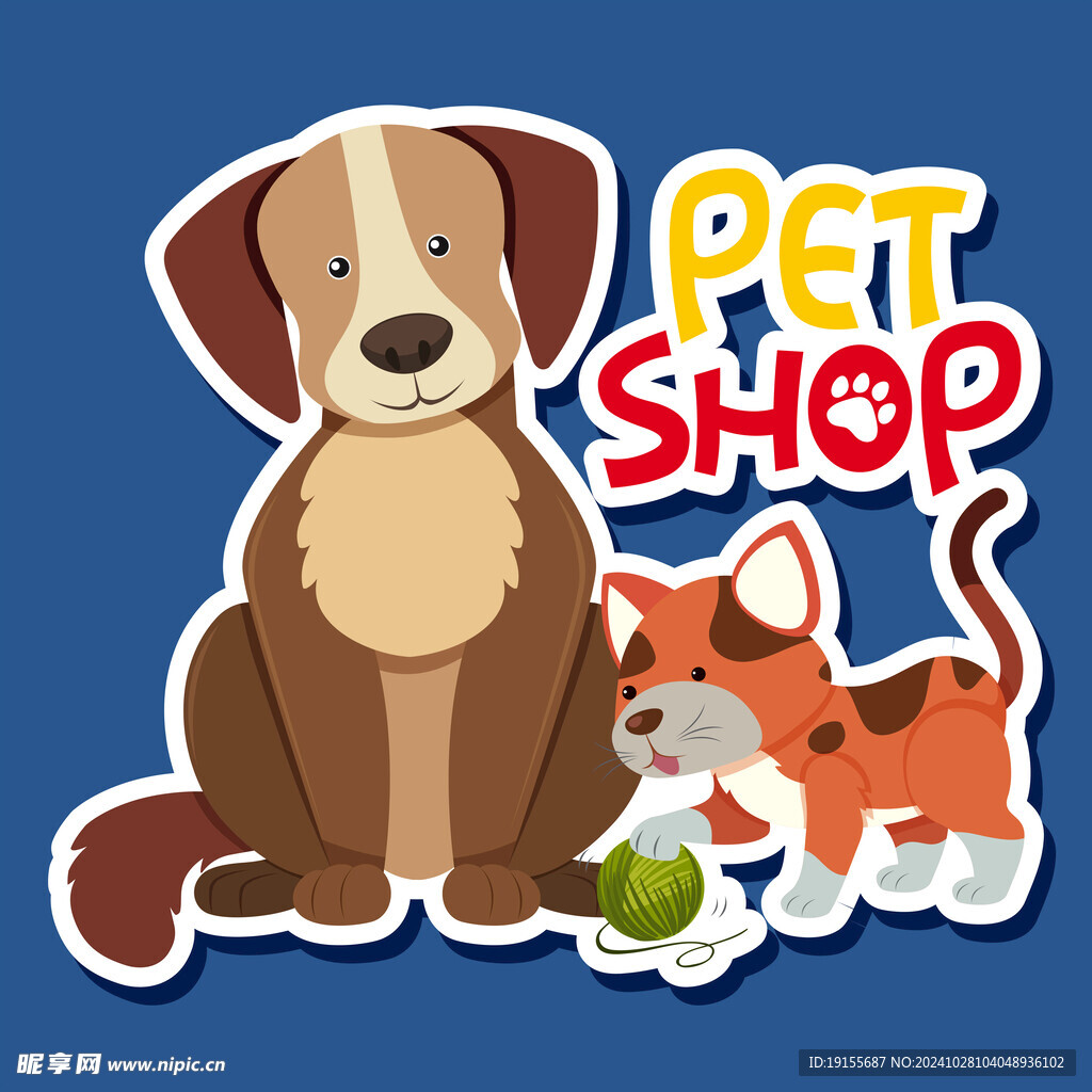 宠物店猫狗卡通形象