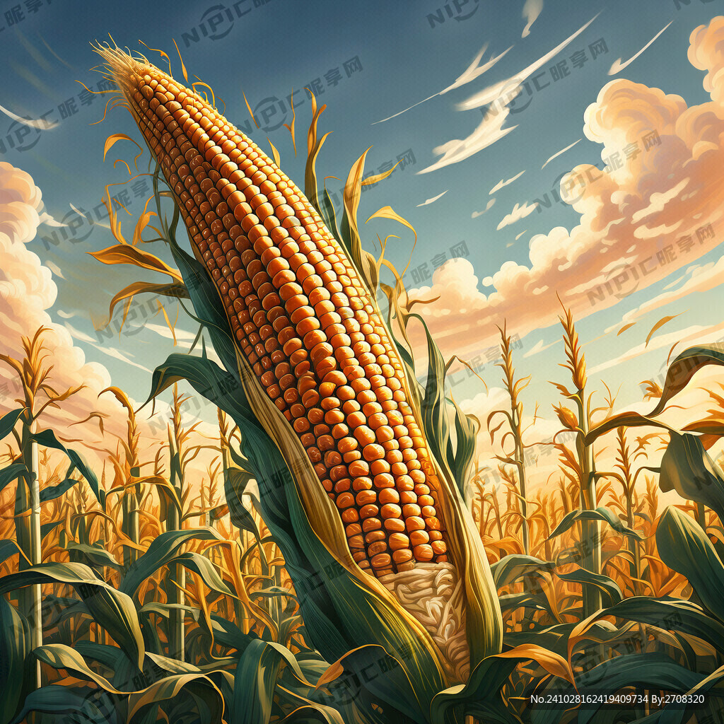 玉米插画 国风