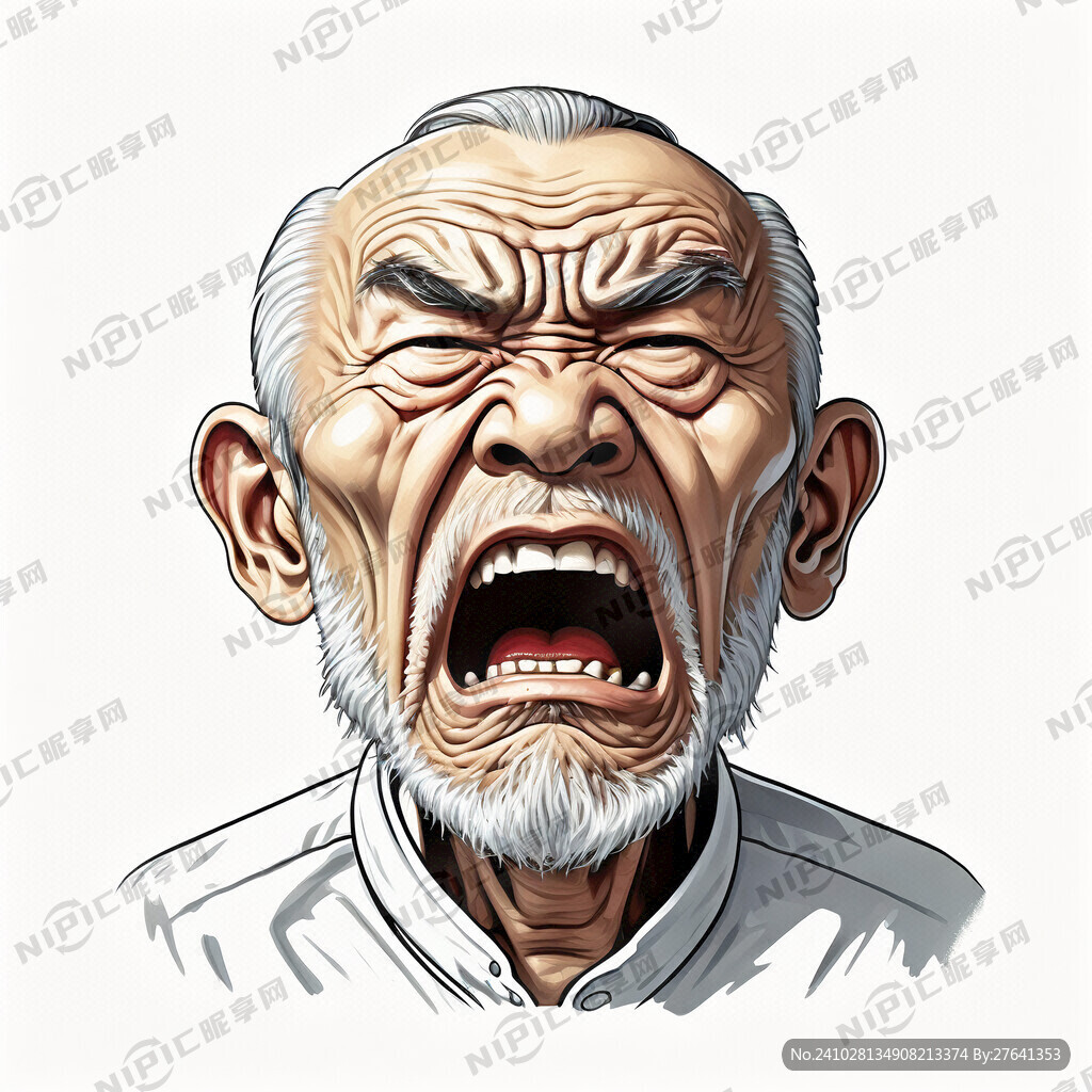 愤怒的老人 白底