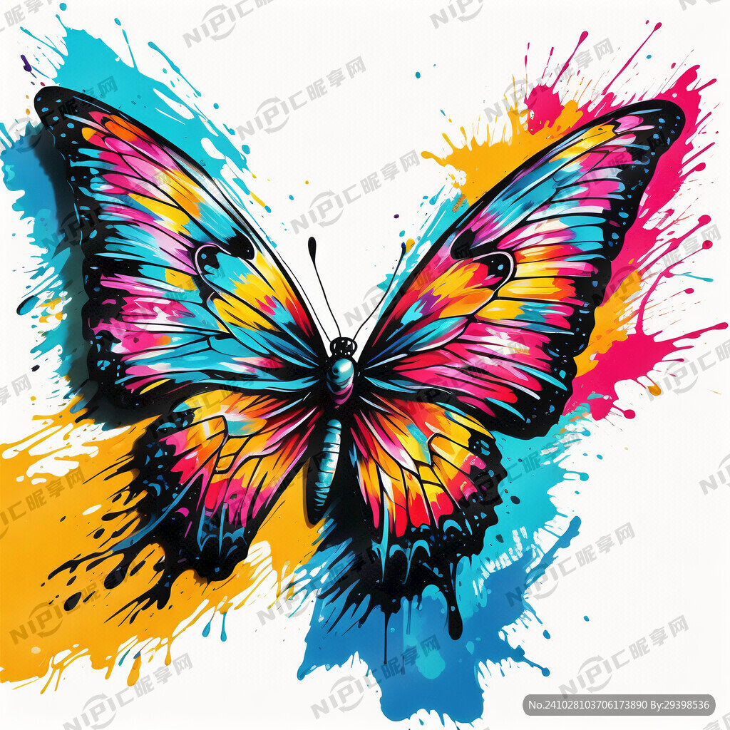 缤纷油漆创意飞翔蝴蝶图片