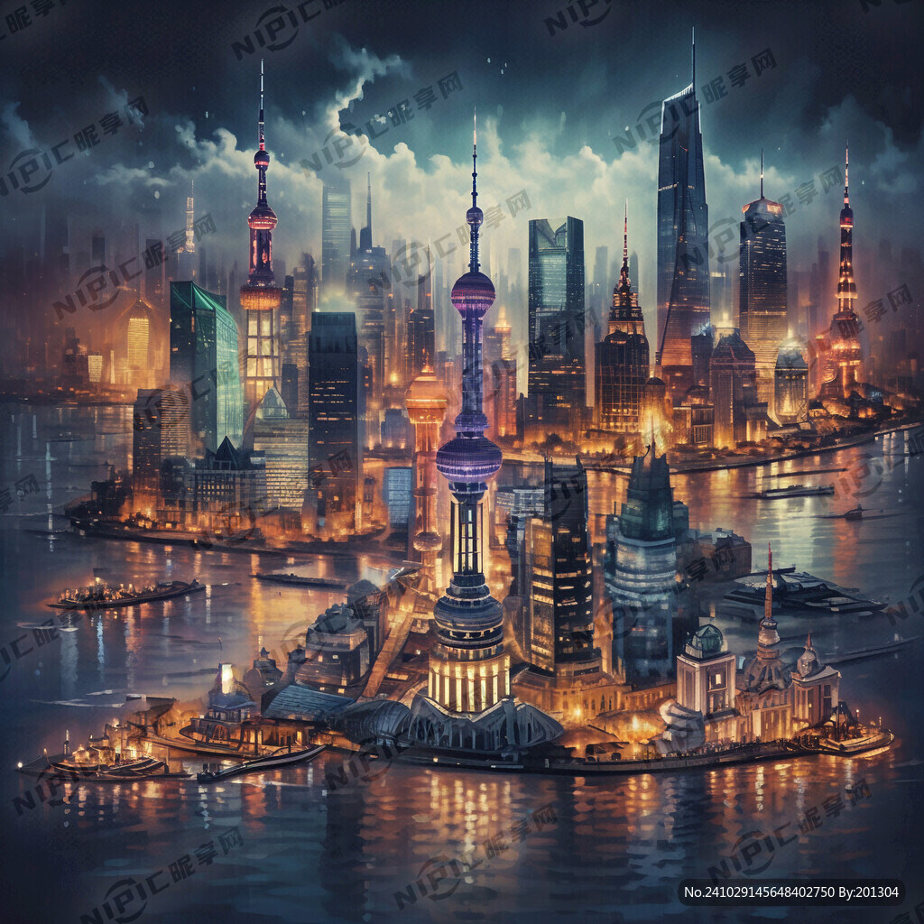 灯光上海外滩图