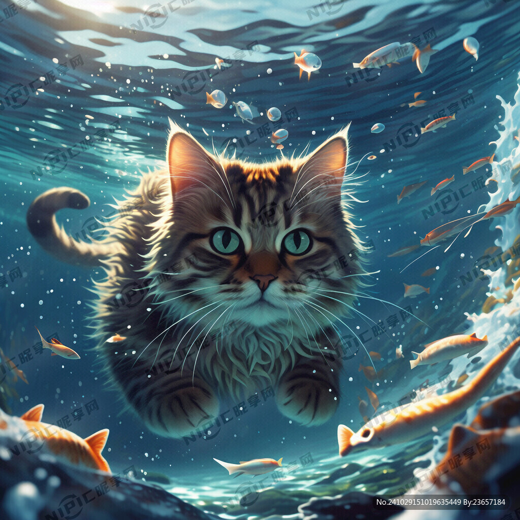大海深处有一只猫在吃鱼