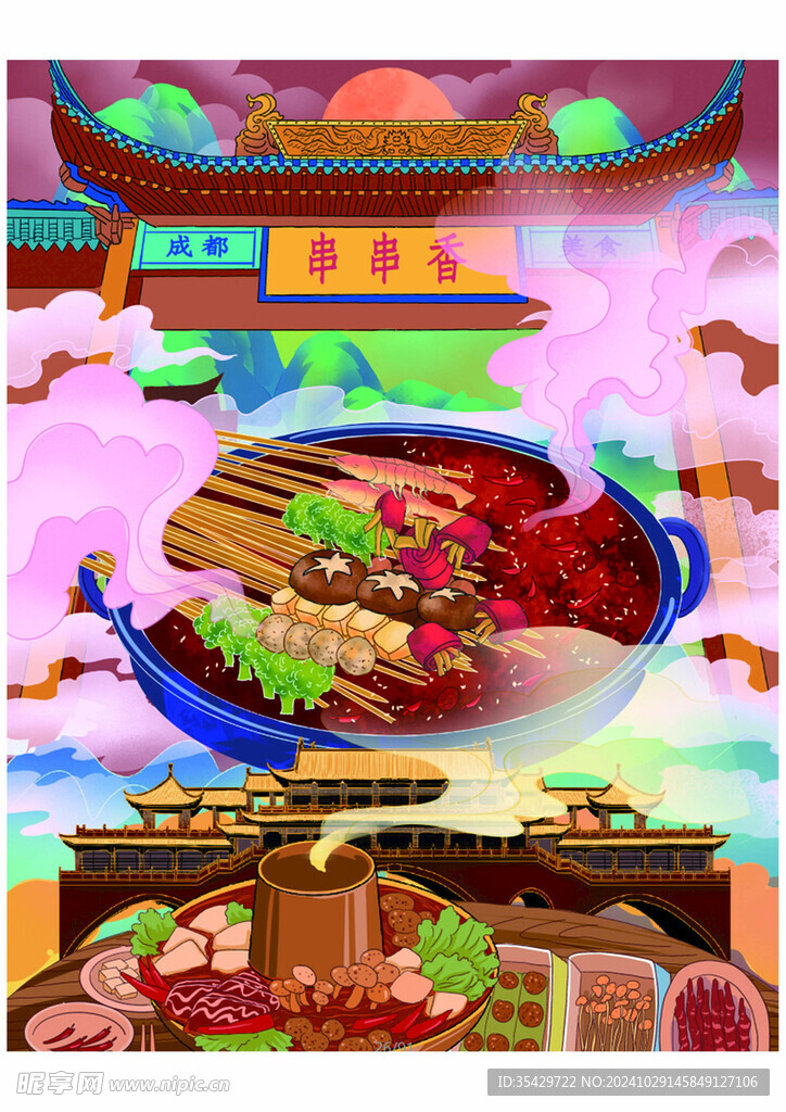 成都串串香插画