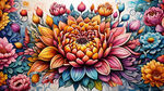 彩色 花 手绘