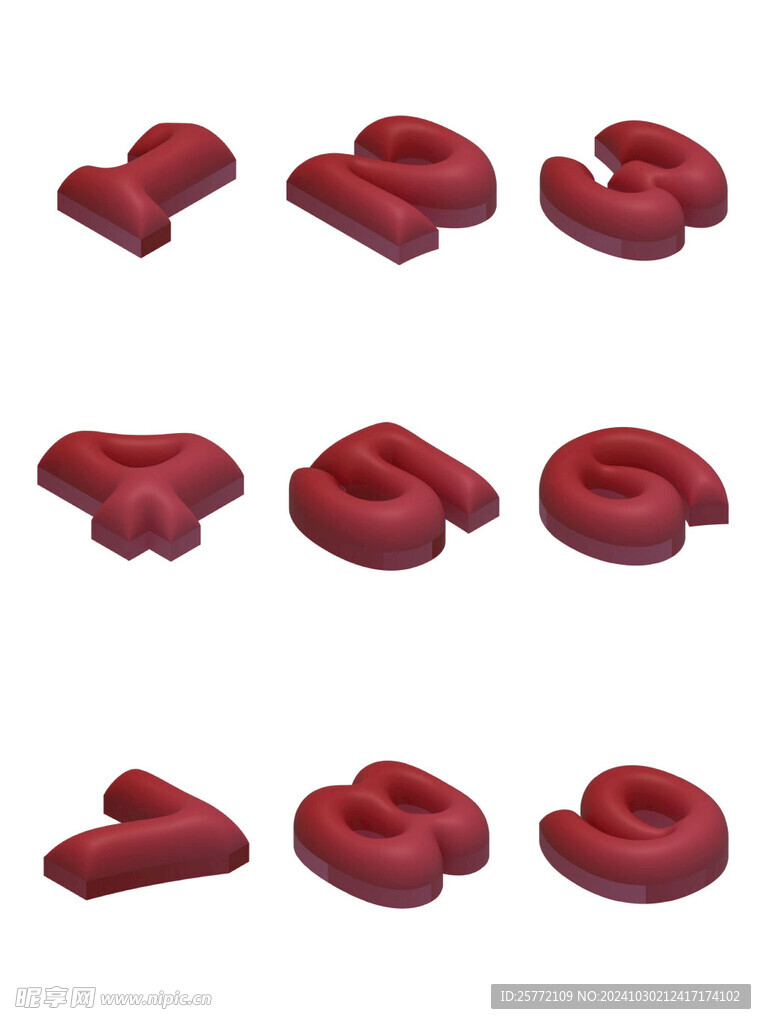 红色膨胀风数字