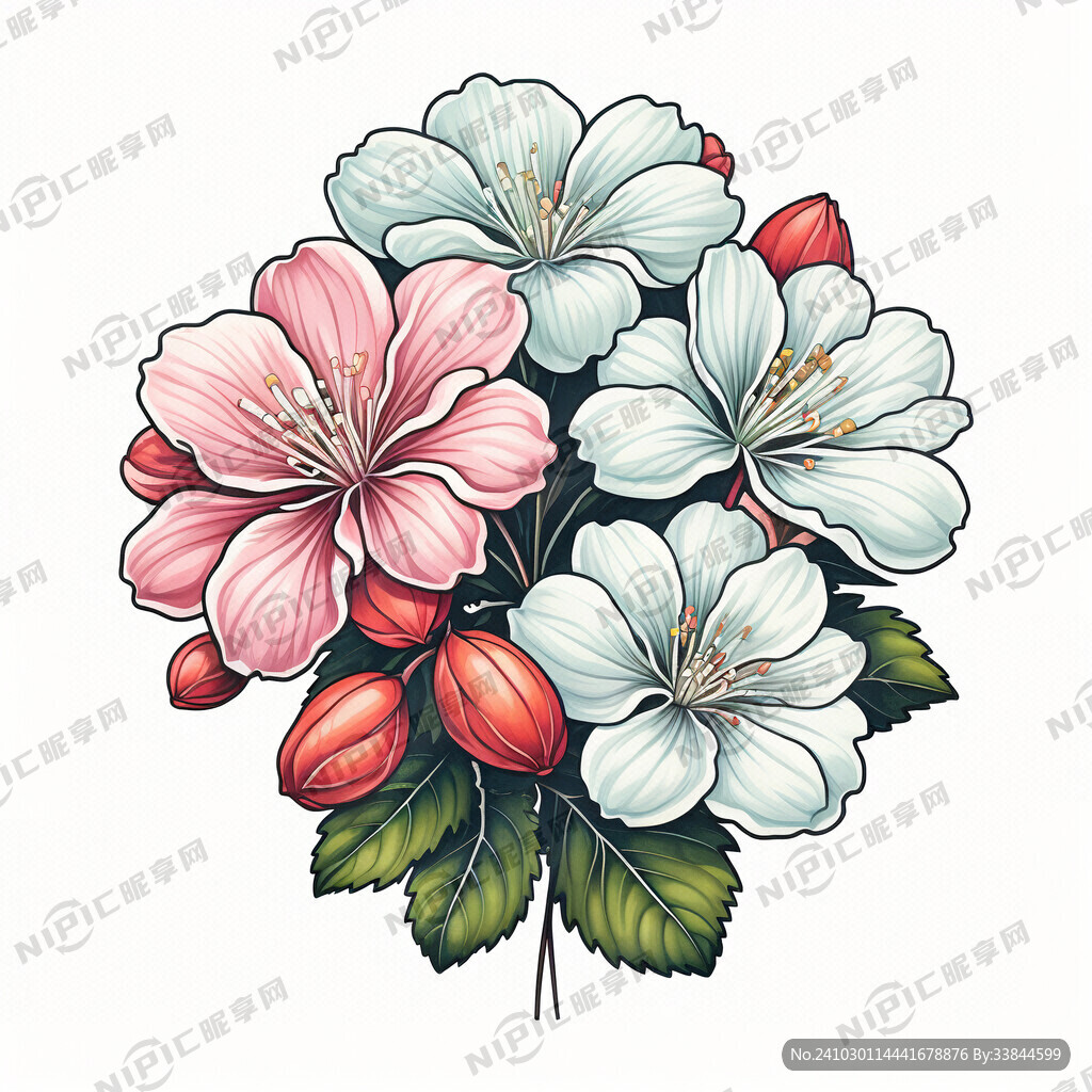 胶果花  彩色线条花卉