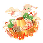 火锅冒菜插画