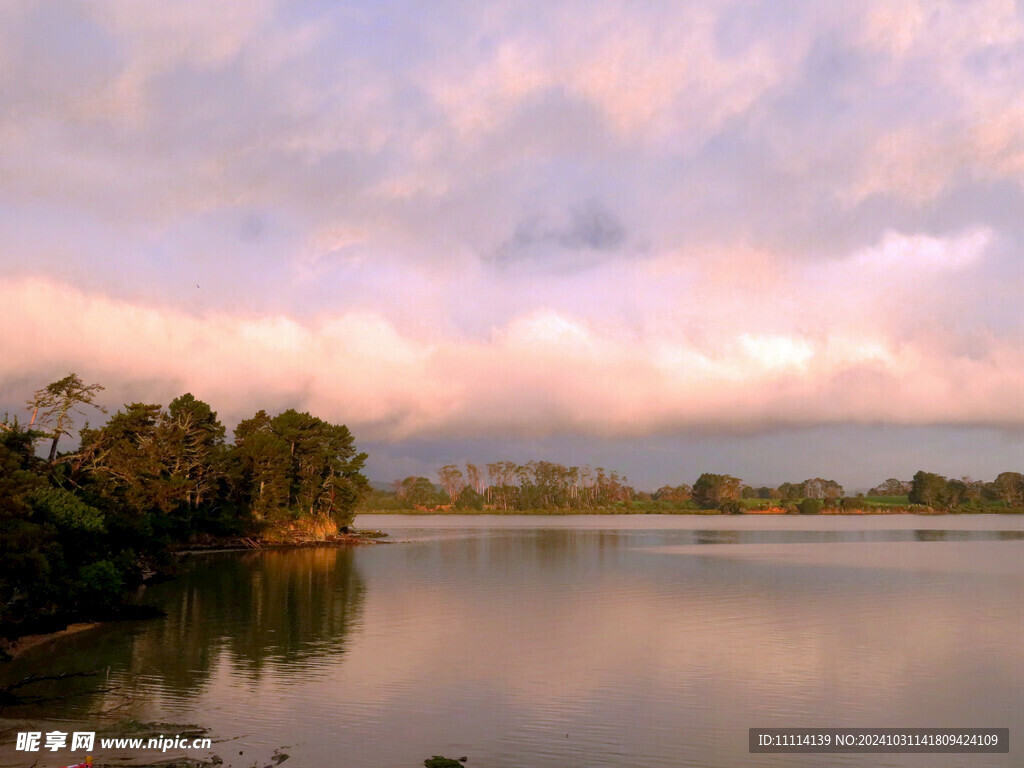 奥克兰海边黄昏风景