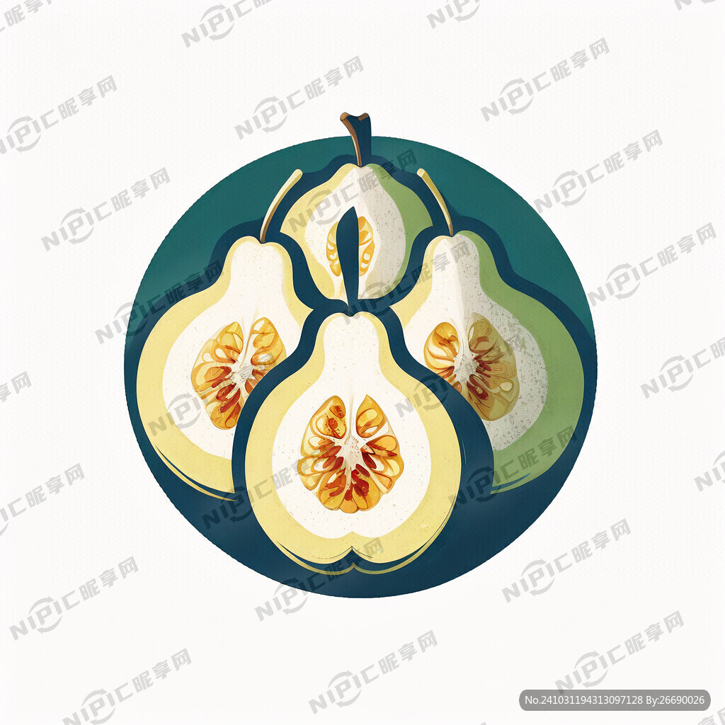 香梨的标识 圆形 有抽象香梨
