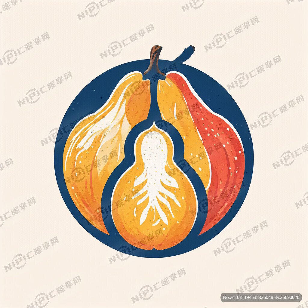香梨的标志 圆形 有抽象香梨