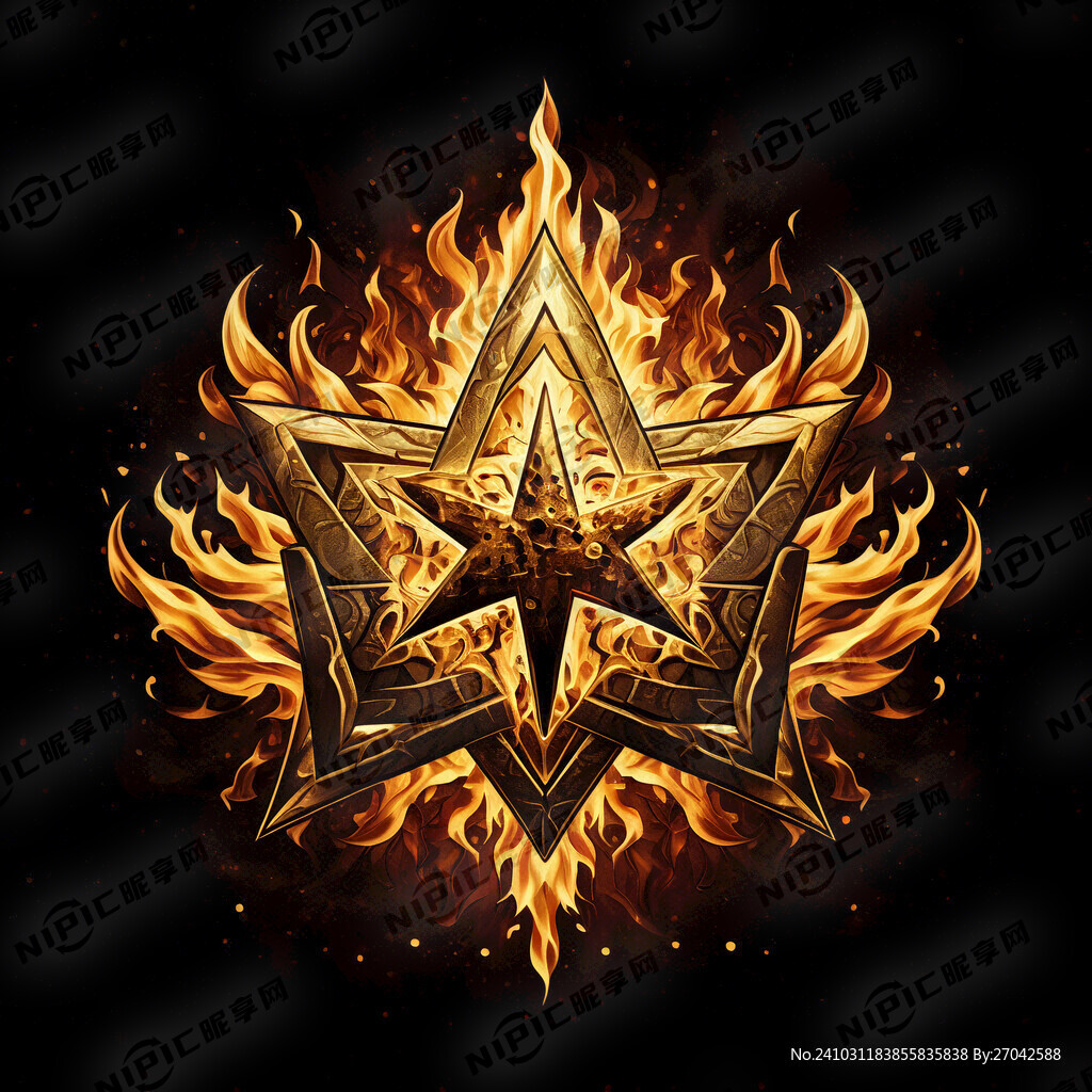 金色五角星 火焰 烈火