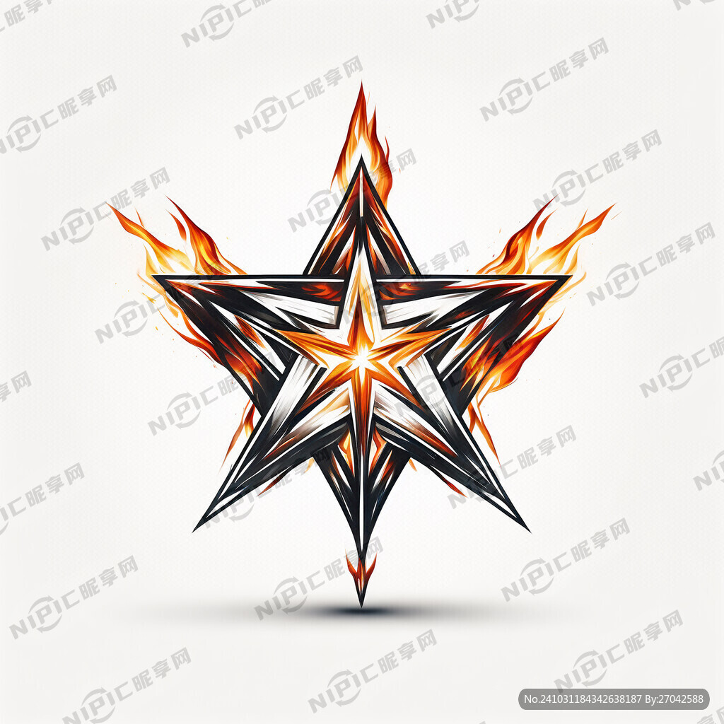 五角星 火焰 飘动的火苗