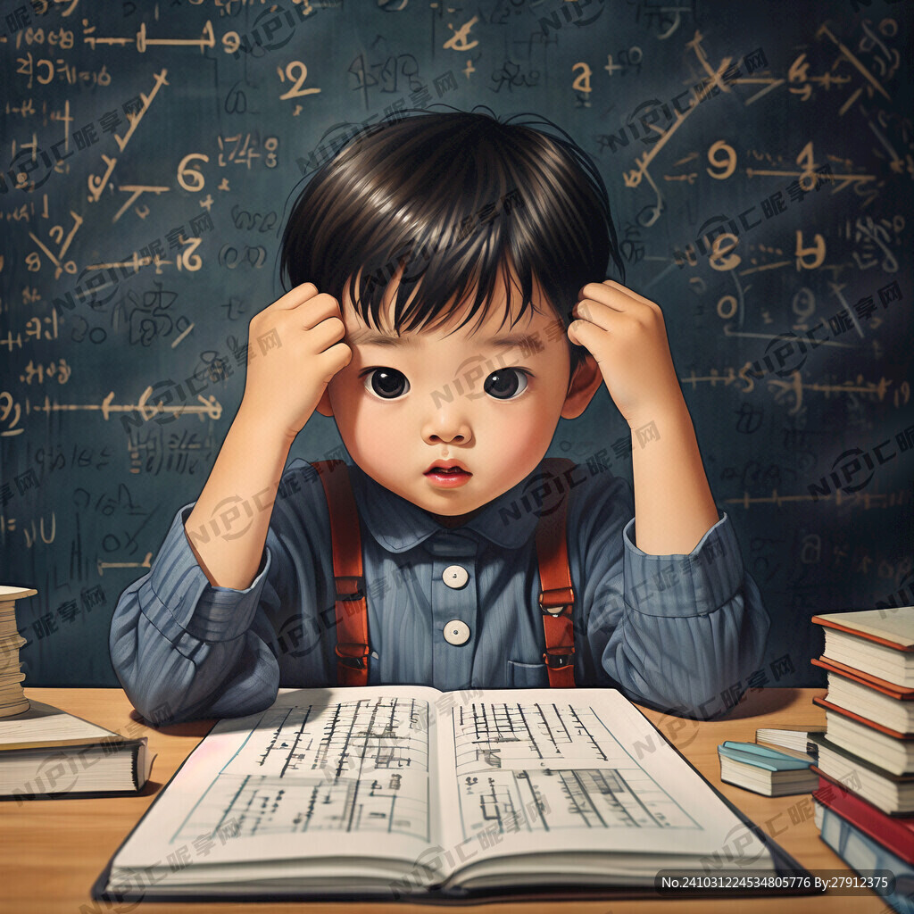 一个儿童 有数学课本