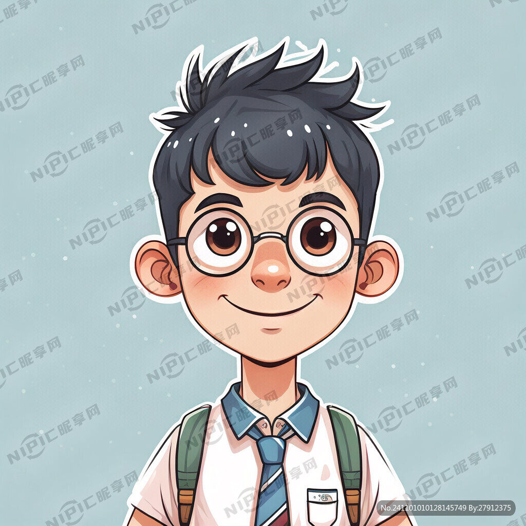 卡通画风 小学生正脸头像