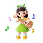 唱歌小孩立体卡通素材
